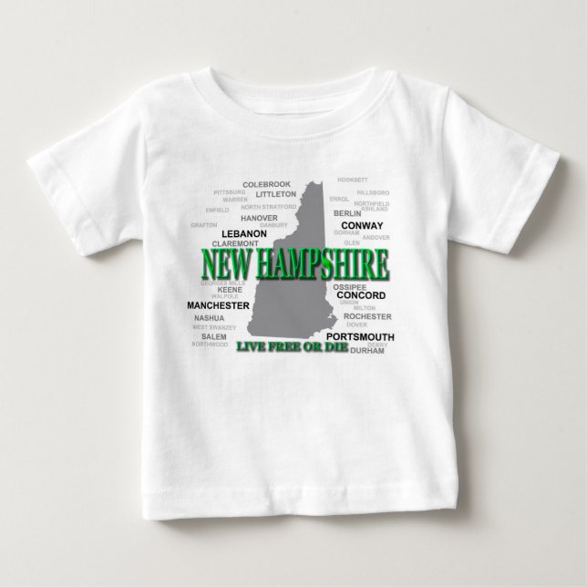 Camiseta Para Bebê New Hampshire State (Frente)