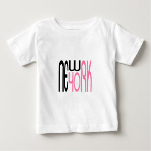 Camiseta Para Bebê New York-Tipografia Black Pink