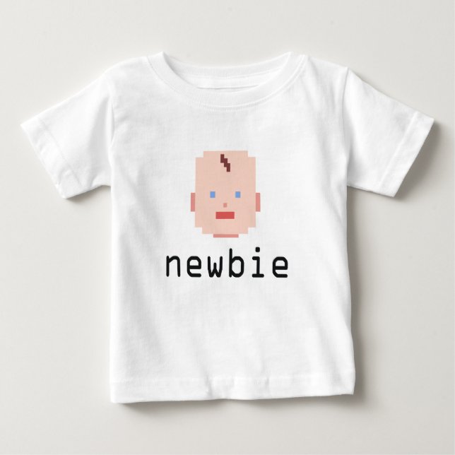 Camiseta Para Bebê Newbie do bebê do pixel (Frente)