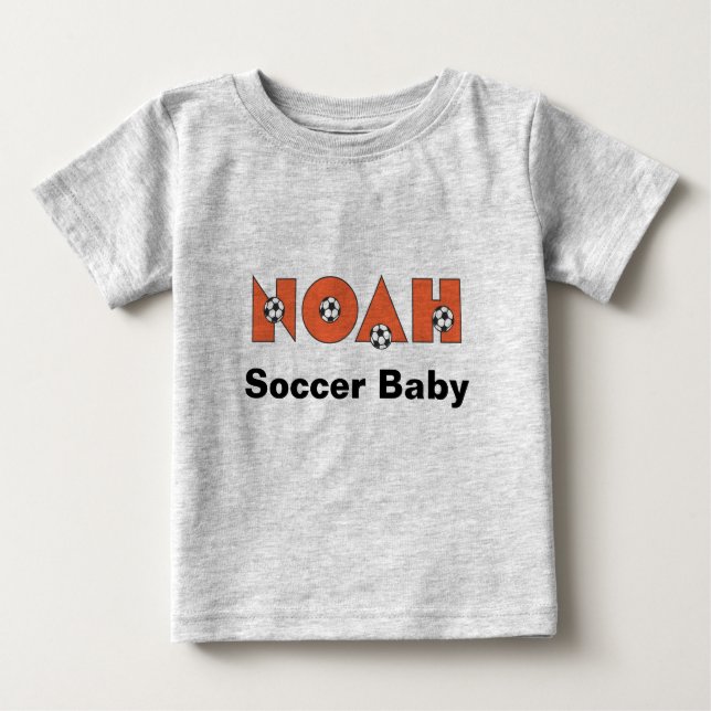 Camiseta Para Bebê Noé em Laranja de Futebol (Frente)