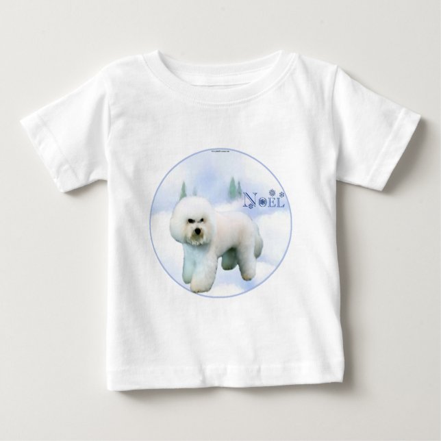 Camiseta Para Bebê Noel Bichon Frise (Frente)