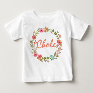 Camiseta Para Bebê Nome Personalizado Baby Girl Watercolor Floral Wre