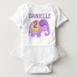 Camiseta Para Bebê Nome Personalizado e Idade Aniversário Elefante Tu