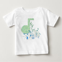 Camiseta Para Bebê Notas de música verdes e azuis White Baby Tutu