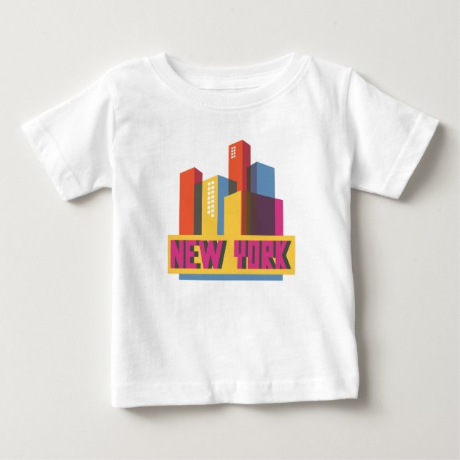 Camiseta Para Bebê Nova Iorque | Linha do céu (Frente)