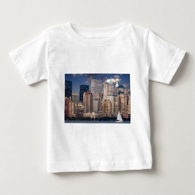 Camiseta Para Bebê Nova Iorque Manhattan (Frente)