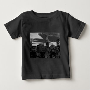 Camiseta Para Bebê Nova Iorque Preta e Branca