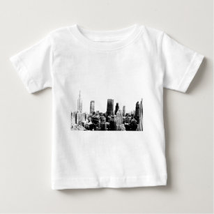 Camiseta Para Bebê Nova Iorque Preto e Branco