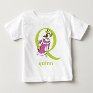 Camiseta Para Bebê O ABC do Dr. Seuss: Letra Q - Verde Adicione seu