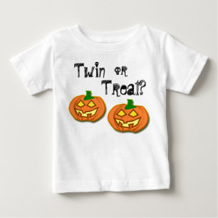 Camiseta Para Bebê O Dia das Bruxas T gêmea ou do deleite da abóbor