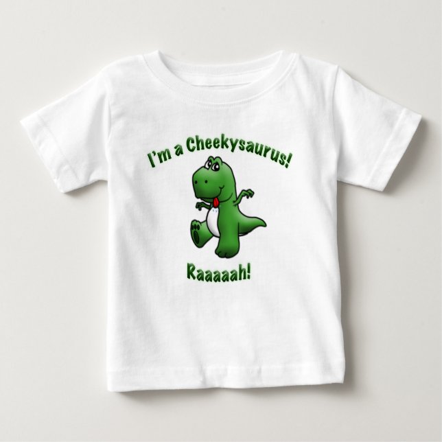 Camiseta Para Bebê O dinossauro bonito é um Cheekysaurus (Frente)