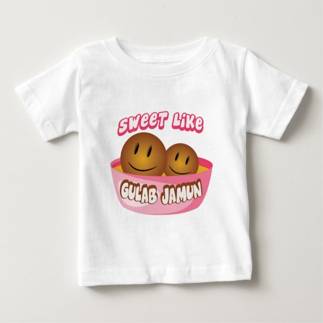 Camiseta Para Bebê O doce gosta de Gulab Jamun (Frente)