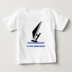 Camiseta Para Bebê O futuro prato de windsurfe preto, azul