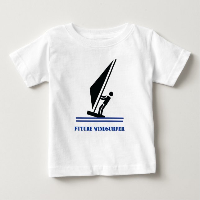 Camiseta Para Bebê O futuro prato de windsurfe preto, azul (Frente)