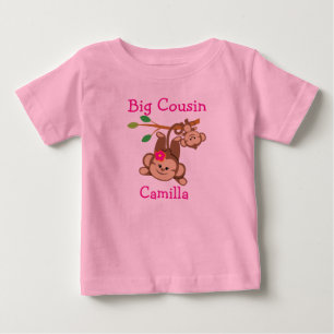 Camiseta Para Bebê O menino personalizado, menina Monkeys o primo