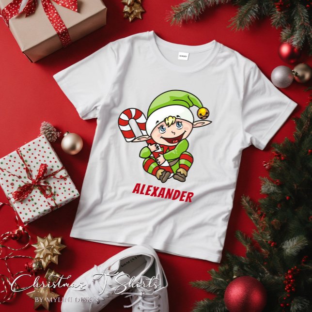 Camiseta Para Bebê O Natal do Bebê Candy Elf Cane (Criador carregado)