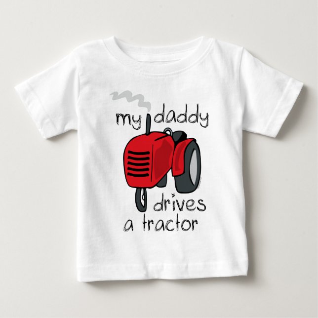 Camiseta Para Bebê O pai conduz um trator (Frente)