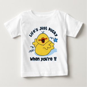 Camiseta Para Bebê O primeiro aniversario Ducky da vida