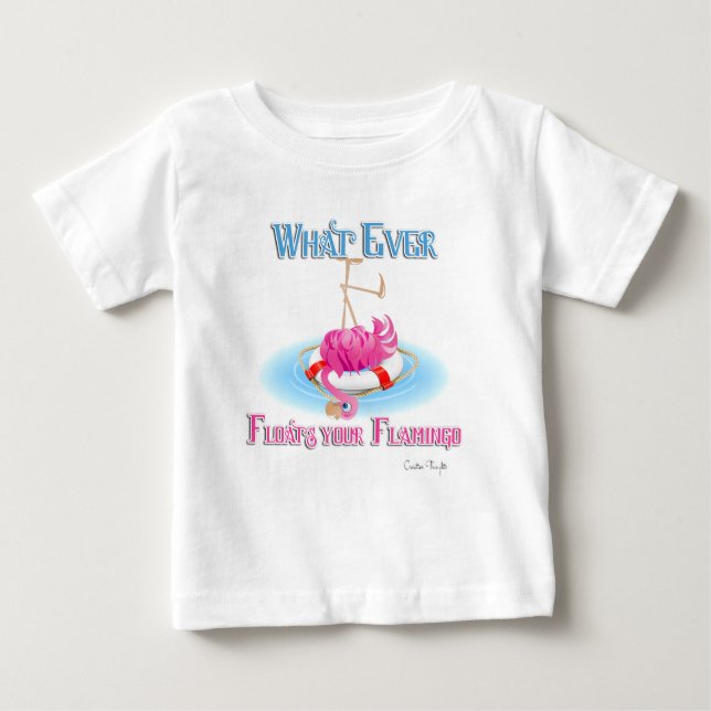 Camiseta Para Bebê O que flutuar no seu Flamingo (Frente)