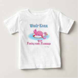 Camiseta Para Bebê O Que Flutuar Seu Flamingo Rosa