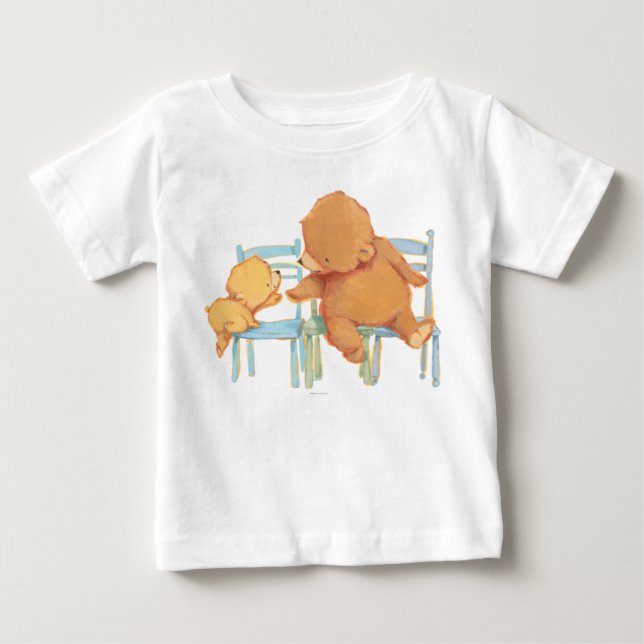 Camiseta Para Bebê O urso de Brown grande ajuda pouco urso amarelo (Frente)