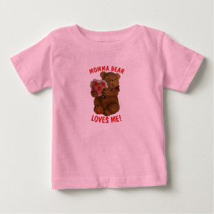 Camiseta Para Bebê O urso de Momma ama-me ursinho e coração