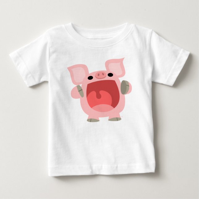 Camiseta Para Bebê "OINK!!!!" Camiseta de bebê de porco e cartoon (Frente)