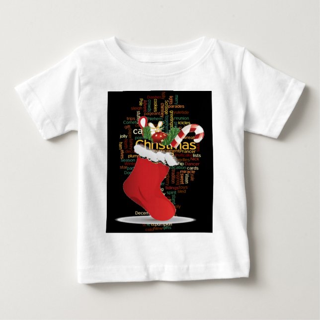 Camiseta Para Bebê Olá! Feliz Natal GIFTS e um Feliz ano novo (Frente)