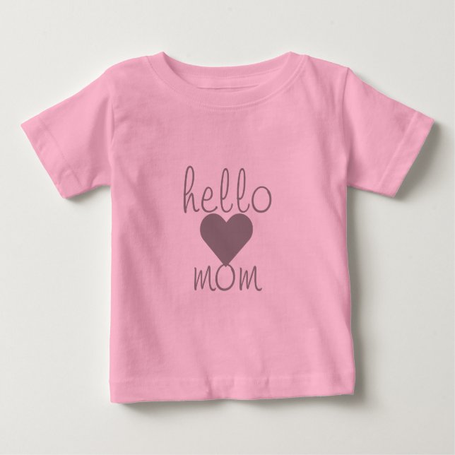 Camiseta Para Bebê Olá mãe (meninas) (Frente)