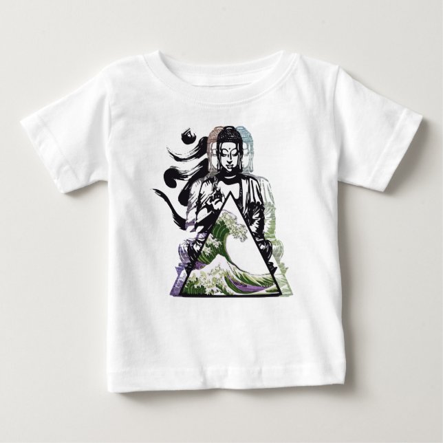 Camiseta Para Bebê onda 2 de buddha (Frente)