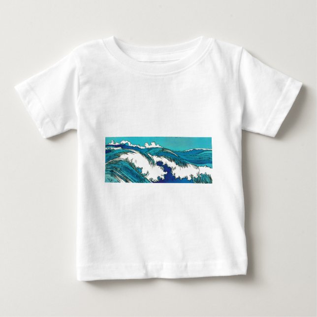Camiseta Para Bebê Ondas oceânicas PixDezines konen uehara, 上 原 (Frente)
