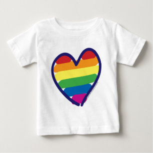 Camiseta Para Bebê Orgulho gay Rainbow Heart