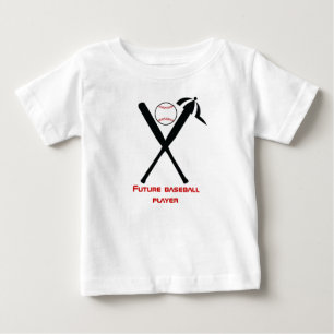 Camiseta Para Bebê Os bastões e o boné cruzados basebol enegrecem,