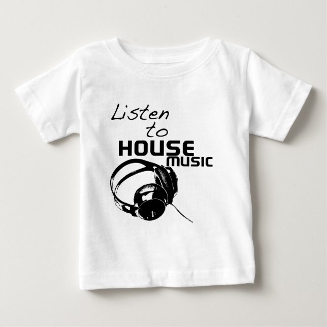 Camiseta Para Bebê Ouça música do House (Frente)