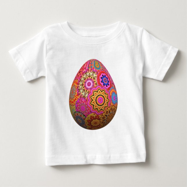 Camiseta Para Bebê Ovos de Páscoa coloridos com padrão (Frente)
