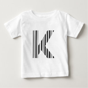 Camiseta Para Bebê Padrão de código de barras da primeira inicial do