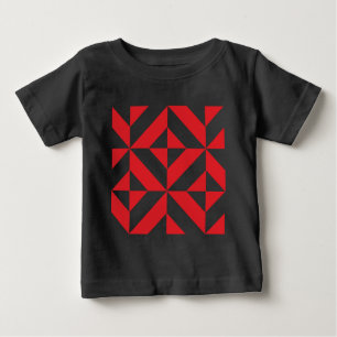 Camiseta Para Bebê Padrão de Cubo de Deco Geométrico Cerery Red