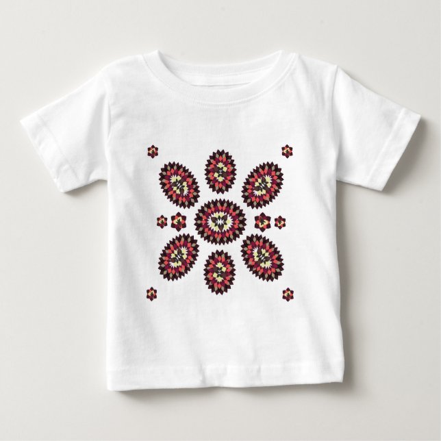 Camiseta Para Bebê Padrão de Flor Mandala (Frente)