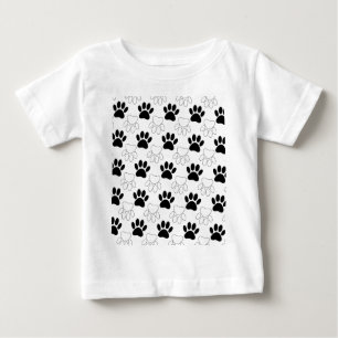 Camiseta Para Bebê Padrão De Impressão Da Pata De Cachorro Preta E Br