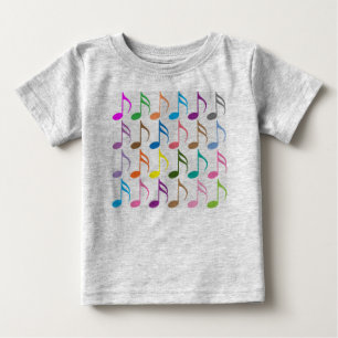 Camiseta Para Bebê Padrão de notas musicais coloridas