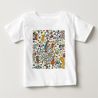 Camiseta Para Bebê Padrão de Tecido da Vintage Alice e Amigos
