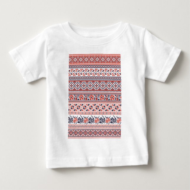 Camiseta Para Bebê Padrões design (Frente)