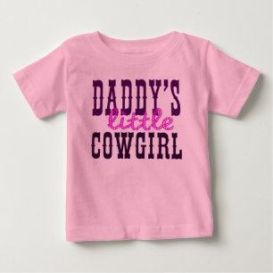 Camiseta Para Bebê Pai Pequena Cowgirl