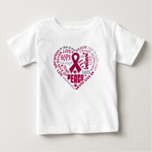 Camiseta Para Bebê Palavras do coração da consciência do aneurisma