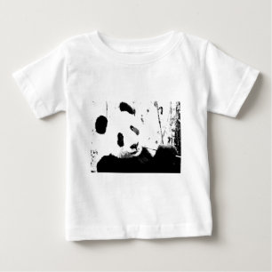 Camiseta Para Bebê Panda Preto e Branco
