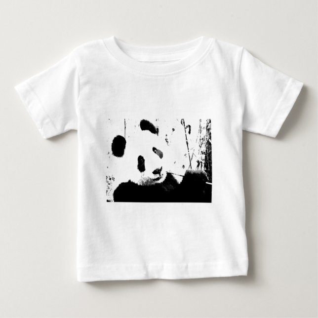Camiseta Para Bebê Panda Preto e Branco (Frente)