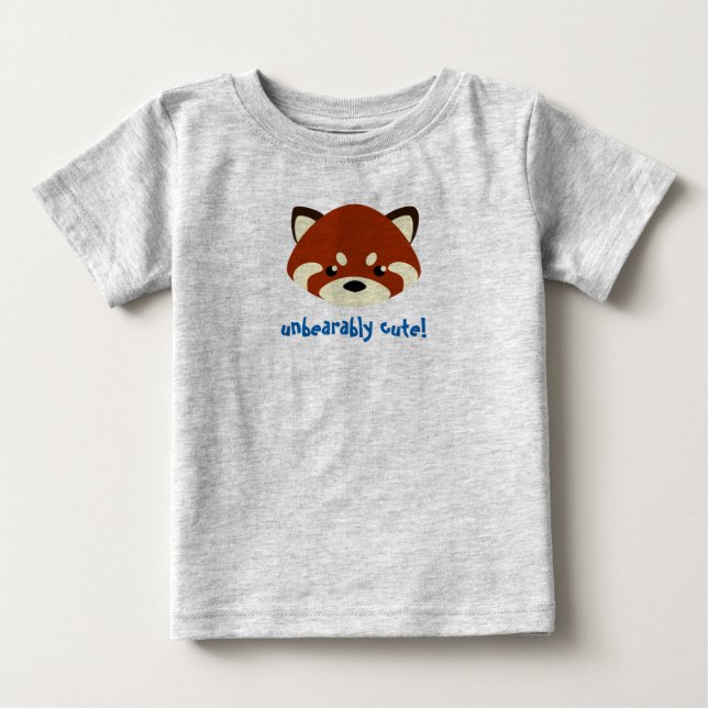 Camiseta Para Bebê Panda vermelha bonito (Frente)