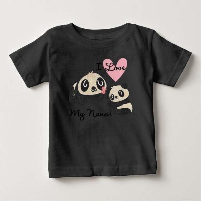 Camiseta Para Bebê Pandas I Love My Nana Baby Raglan T shirt (Frente)