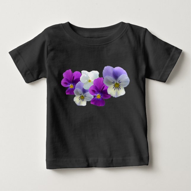 Camiseta Para Bebê Pansias brancas e roxas Camiseta bebê (Frente)