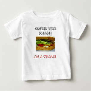 Camiseta Para Bebê Pão, sem glúten por favor! , Eu sou um celíaco!